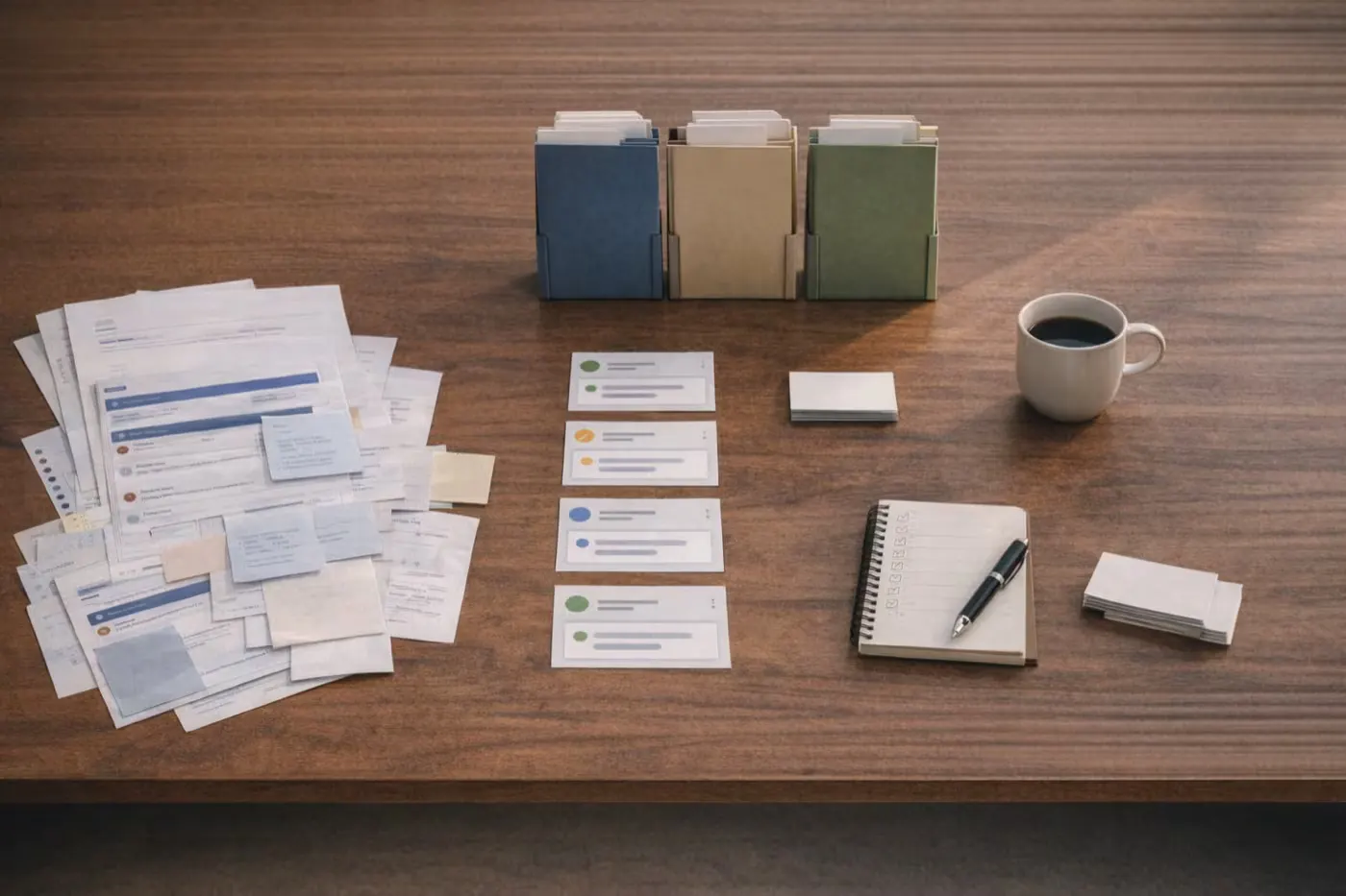 Lightweight client-work materials arranged into a simple, understandable workflow.